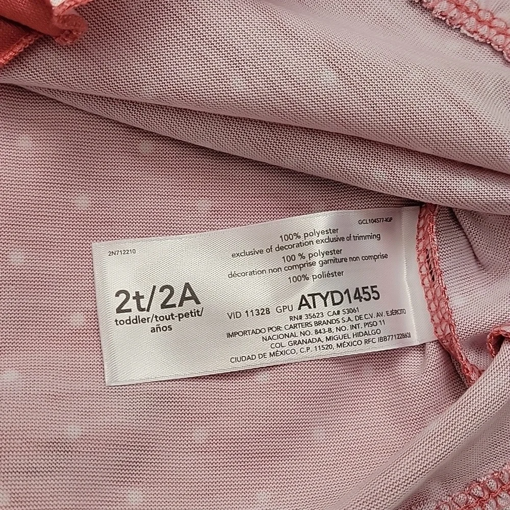 NEW Carter's Multicolor Nightgown Set 2 pieces. Sleepwear for girls. SIZE 2T. - Picture 3 of 13